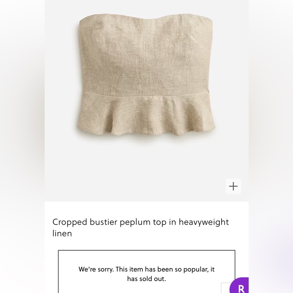 Jcrew cropped linen bustier peplum top